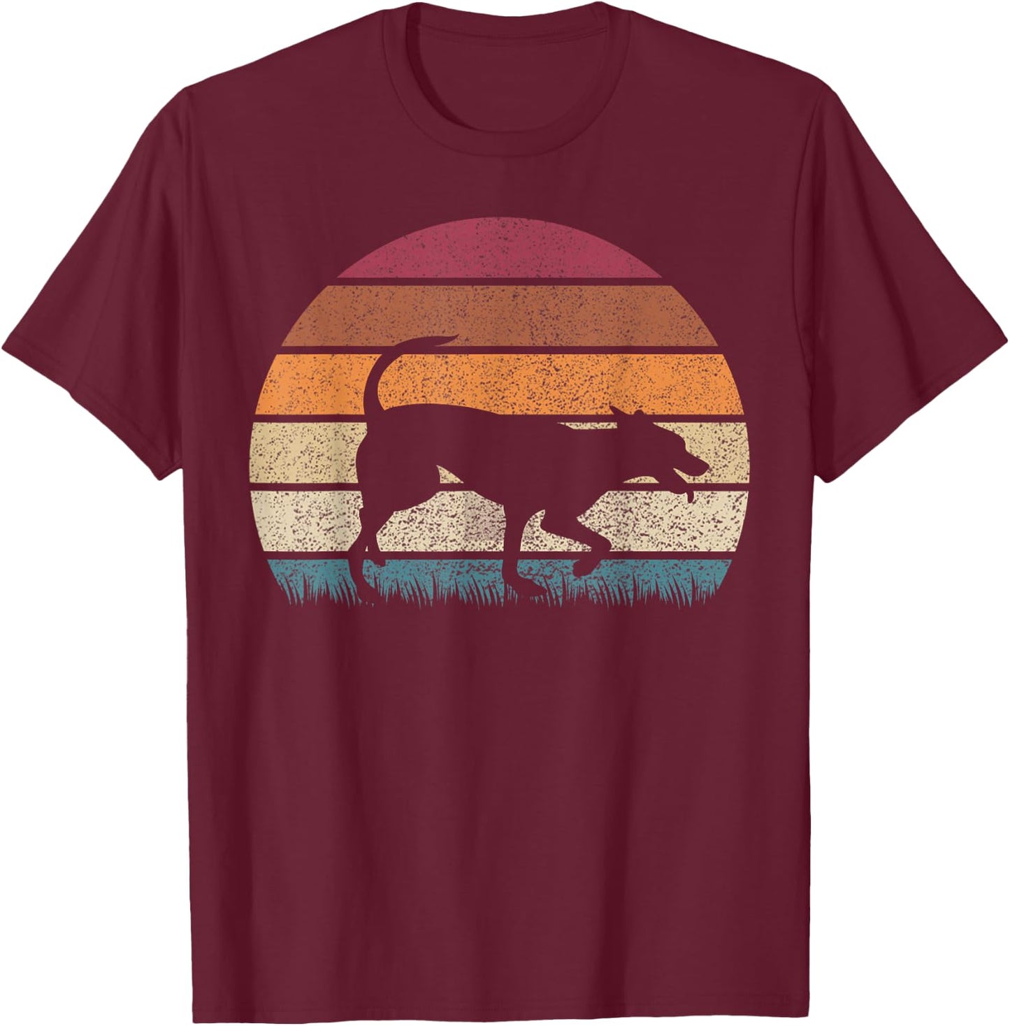 Vintage Retro Sunset Formosan Mountain Dog Lover Distressed T-Shirt - T-Shirt | Maroon