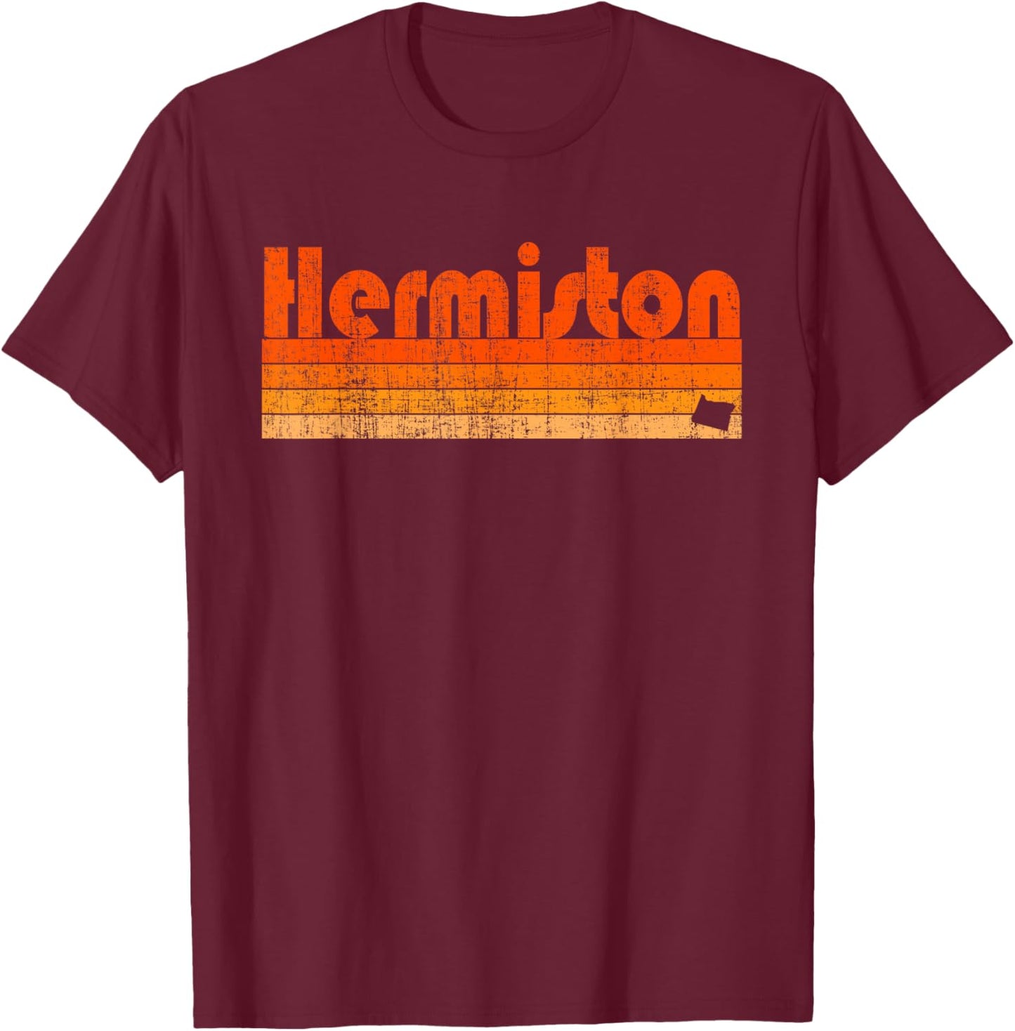 Hermiston, Oregon Retro 80s Style T-Shirt - T-Shirt | Maroon