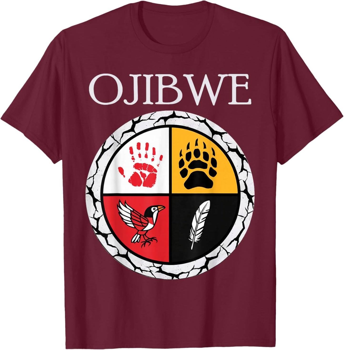 Ojibwe Native American Medicine Wheel T-Shirt - T-Shirt | Maroon