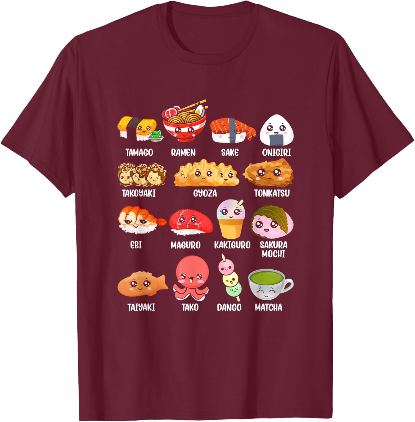 Funny Japanese Asian Food Fan Kawaii Ramen Sushi Japan Lover T-Shirt - T-Shirt | Maroon