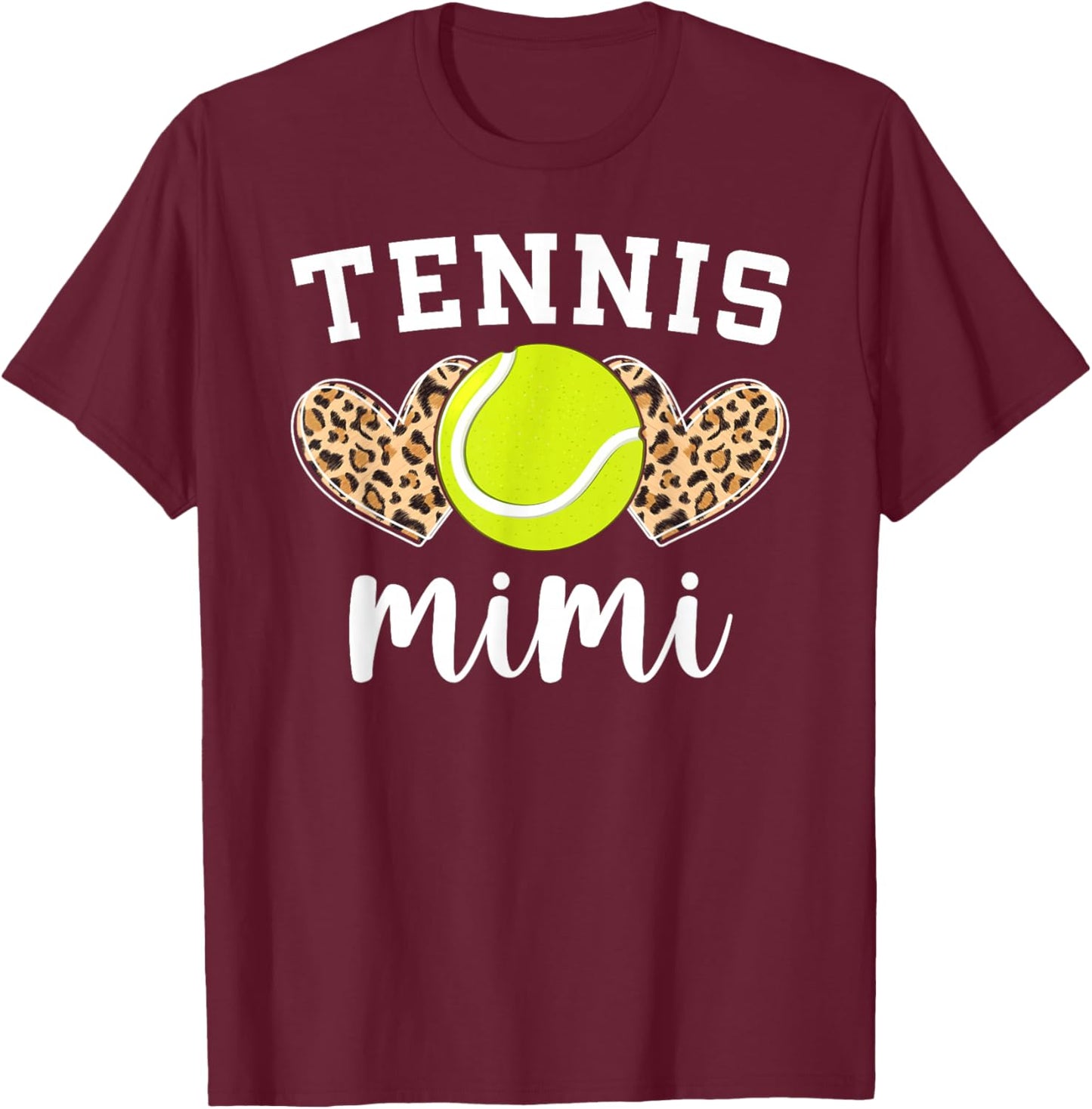 Tennis Mimi Hearts Grandma Mimi Of A Tennis Player Mimi T-Shirt - T-Shirt | Maroon
