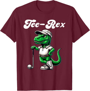 Rex Golf T Rex Dinosaur Boys Men's Women's Kids Golfing T-Shirt - T-Shirt | Maroon
