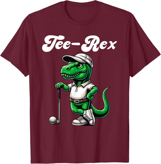 Rex Golf T Rex Dinosaur Boys Men's Women's Kids Golfing T-Shirt - T-Shirt | Maroon