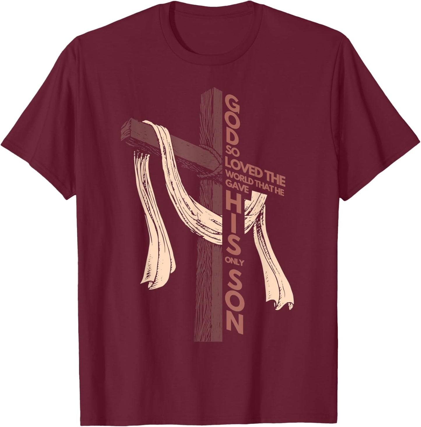 John 3:16 Christian Cross Bible T-Shirt - T-Shirt | Maroon