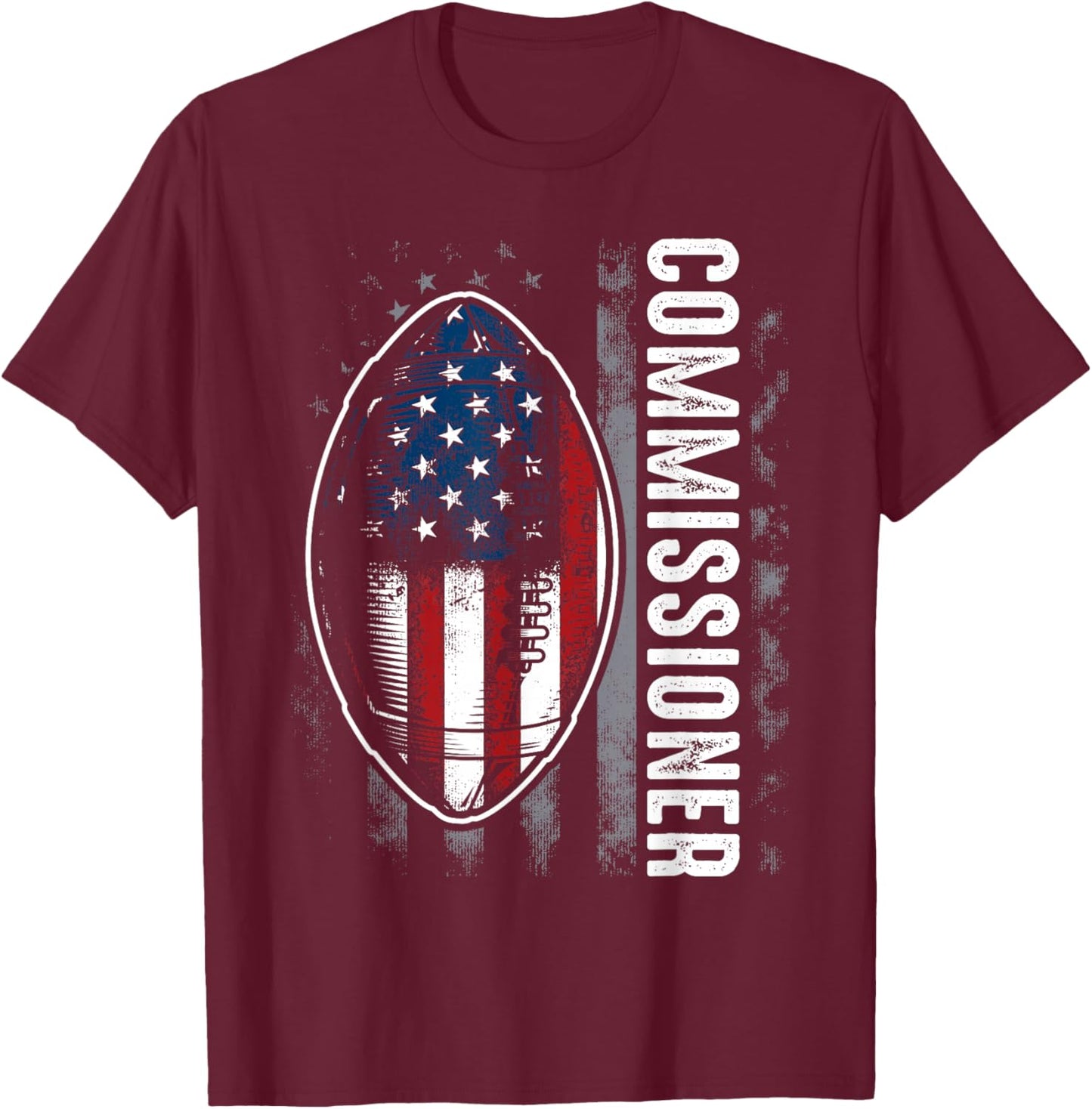 Commissioner Fantasy Football - American Commish Flag T-Shirt - T-Shirt | Maroon