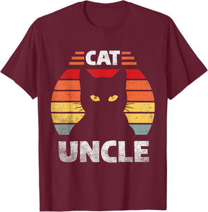 Cat Uncle Black Cat Men Cat Lover Retro Cat Themed Funn T-Shirt - T-Shirt | Maroon