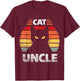 Cat Uncle Black Cat Men Cat Lover Retro Cat Themed Funn T-Shirt - T-Shirt | Maroon