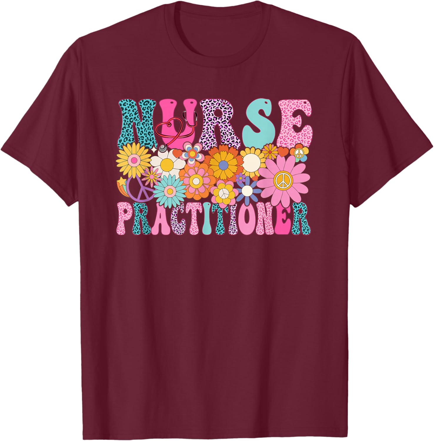 Nurse Practitioner Week Groovy Appreciation Day T-Shirt - T-Shirt | Maroon