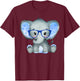Cute Boy Baby Elephant Wearing Blue Glasses Gift Kids T-Shirt - T-Shirt | Maroon