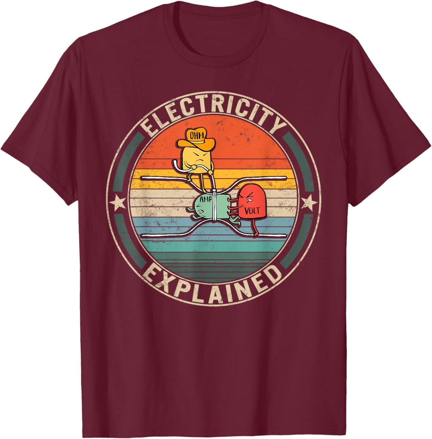 Electricity Explained Cute Ohm Volt Amp Electrical Engineer T-Shirt - T-Shirt | Maroon