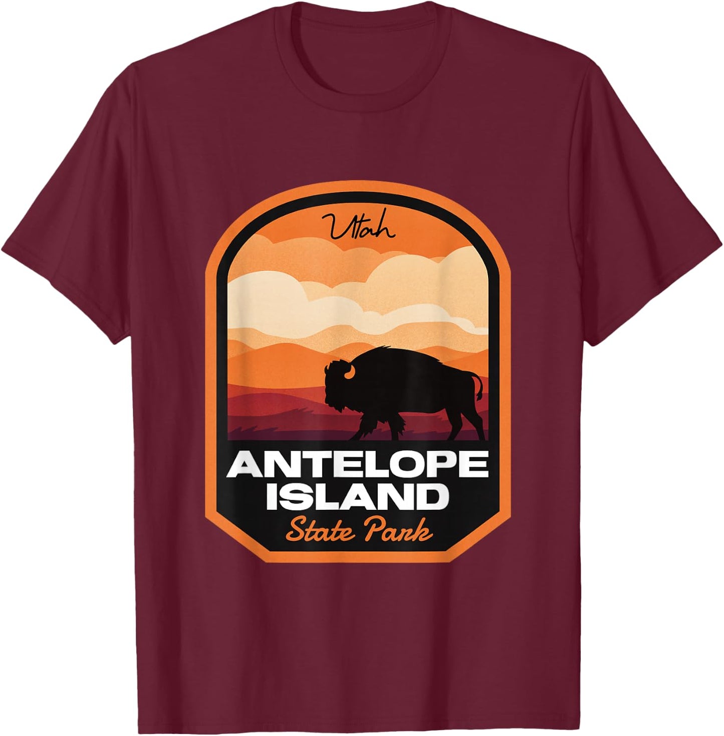 Antelope Island State Park UT Bison T-Shirt - T-Shirt | Maroon
