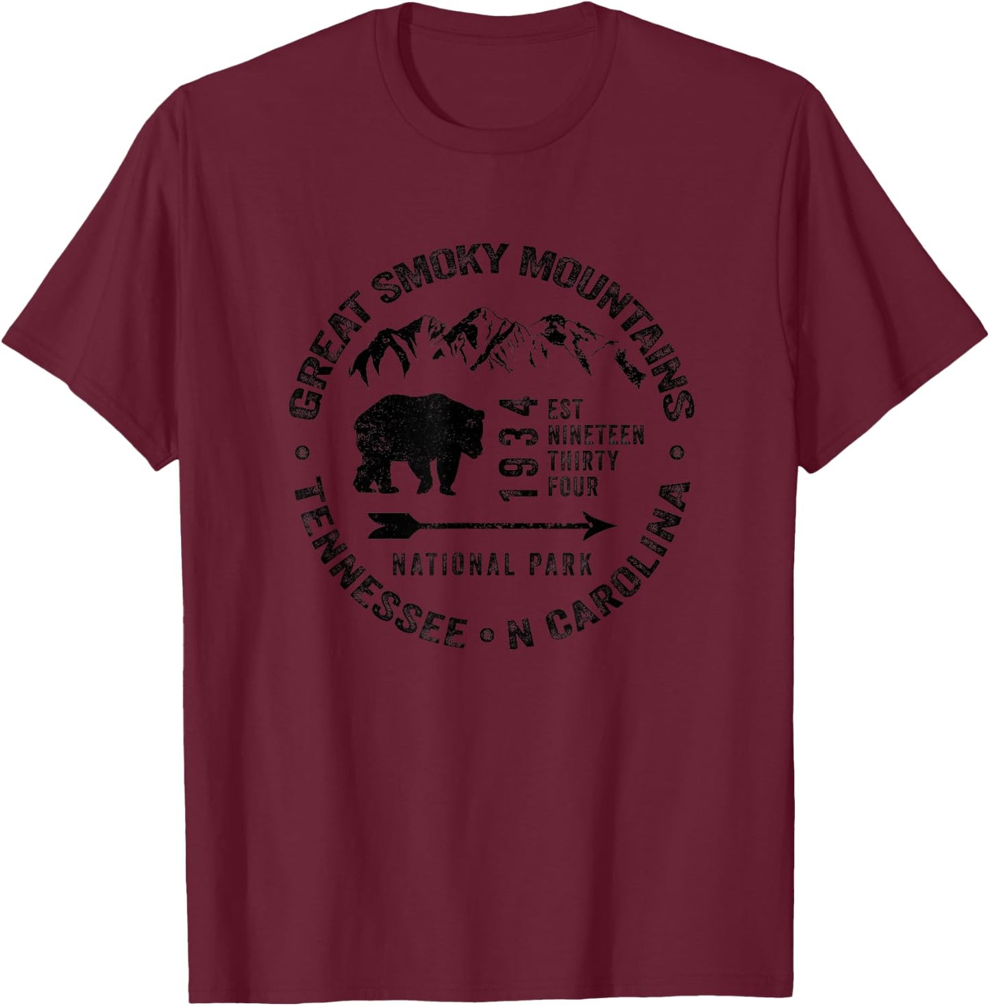 Great Smoky Mountains National Park USA Black Bears Hiking T-Shirt - T-Shirt | Maroon