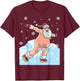 Naked Santa Claus Ice Skating Nude Ugly Christmas Sweater T-Shirt - T-Shirt | Maroon