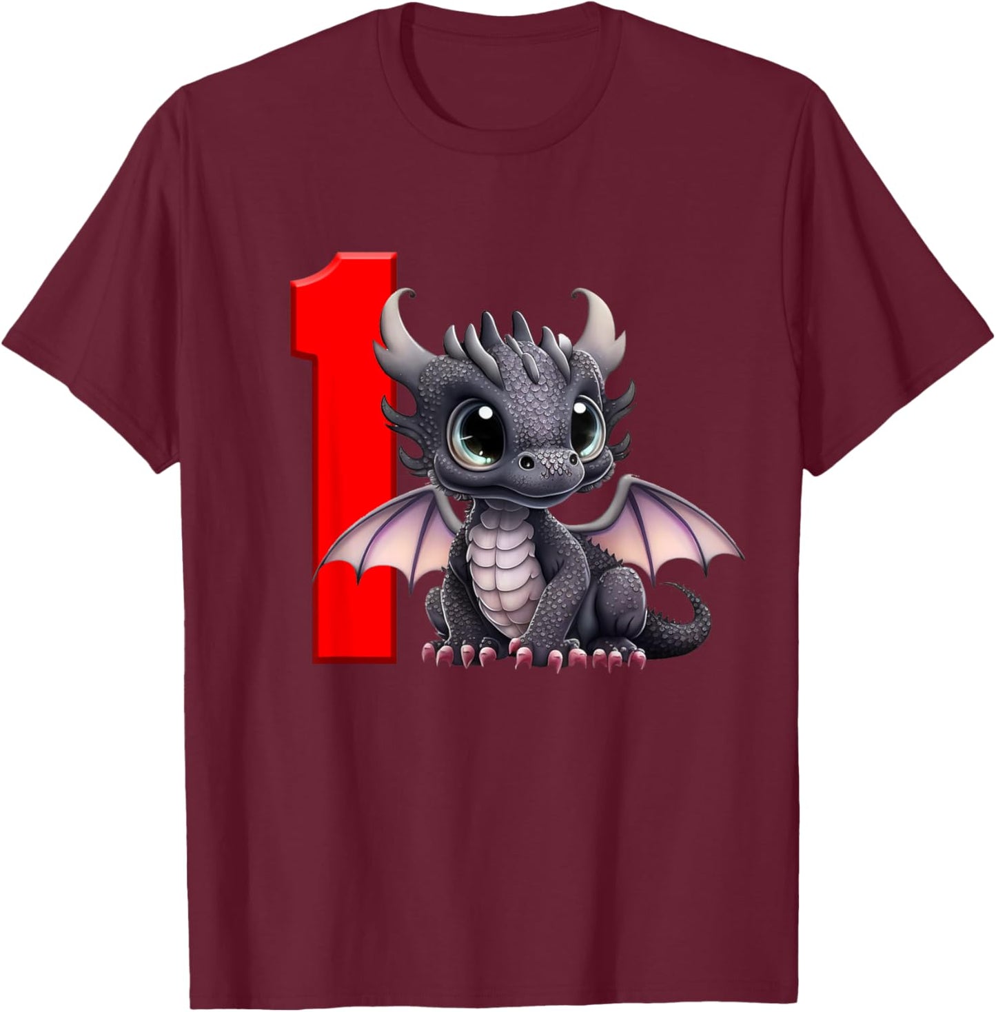 1st Birthday Shirt Dragon Party Birthday Boy Baby First One T-Shirt - T-Shirt | Maroon