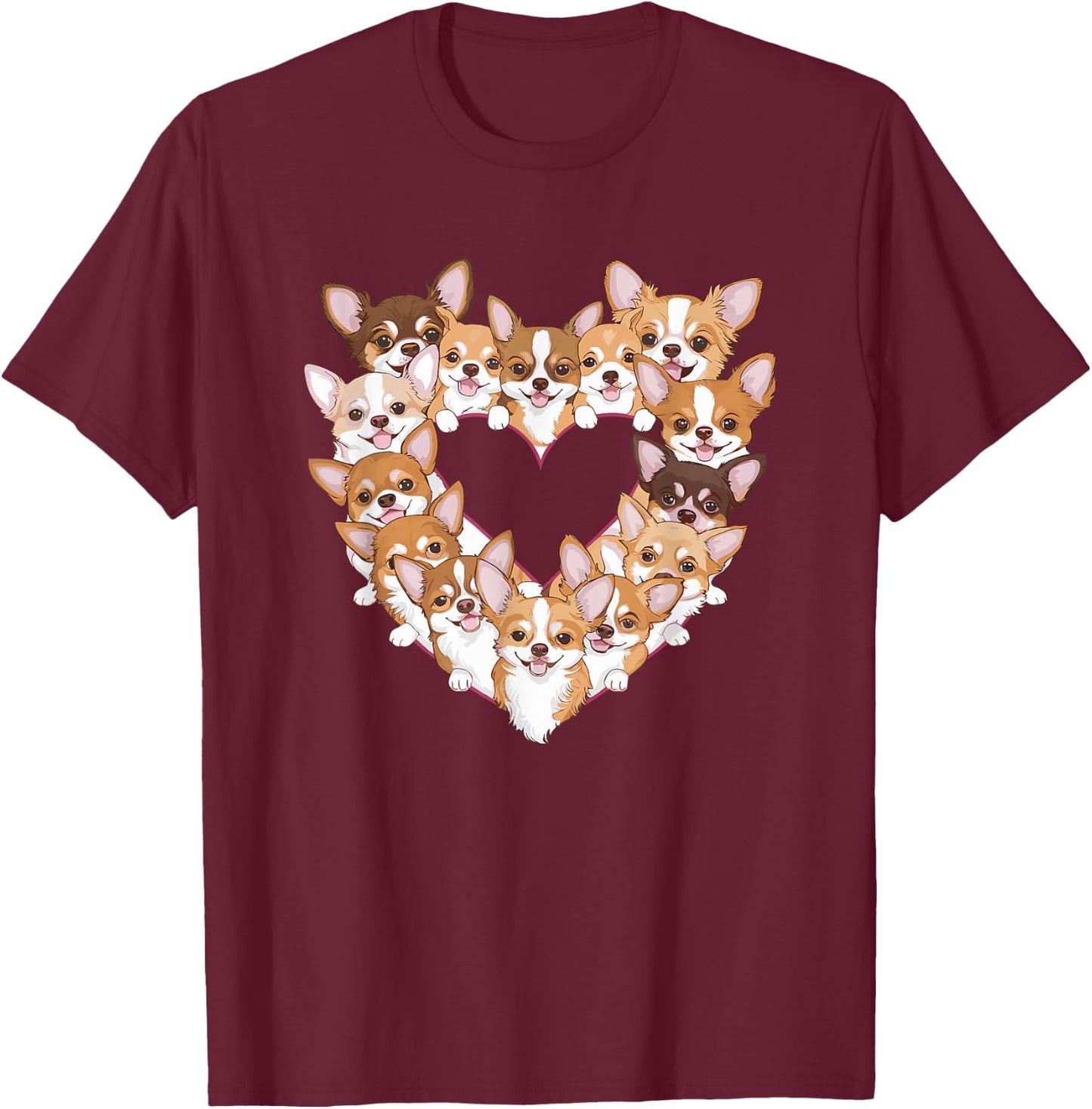 Heart Chihuahua Chihuahuas Chi T-Shirt - T-Shirt | Maroon