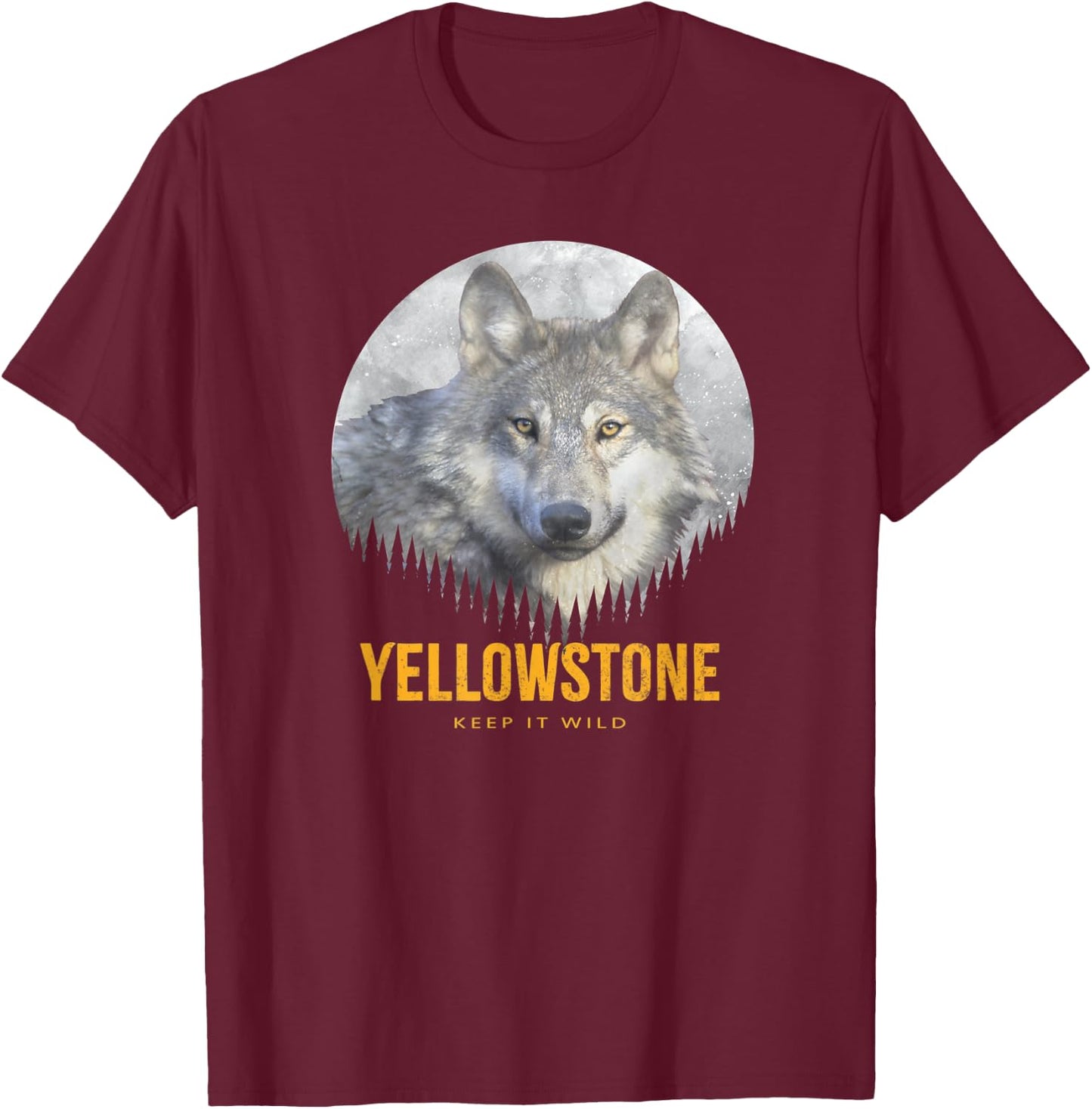 Yellowstone Wild Gray Wolf American Wolf T-Shirt - T-Shirt | Maroon