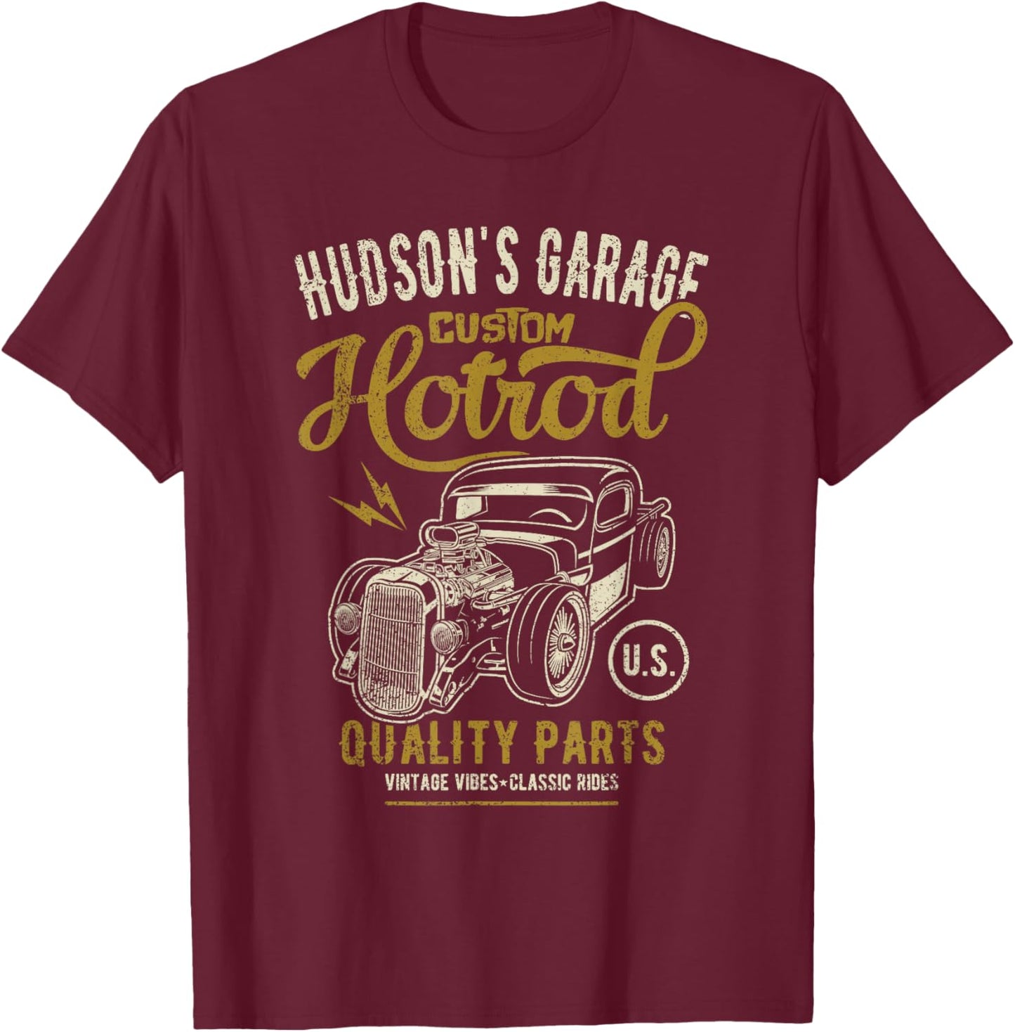 Hudson's Hotrod Garage Classic Car Hudson Design T-Shirt - T-Shirt | Maroon