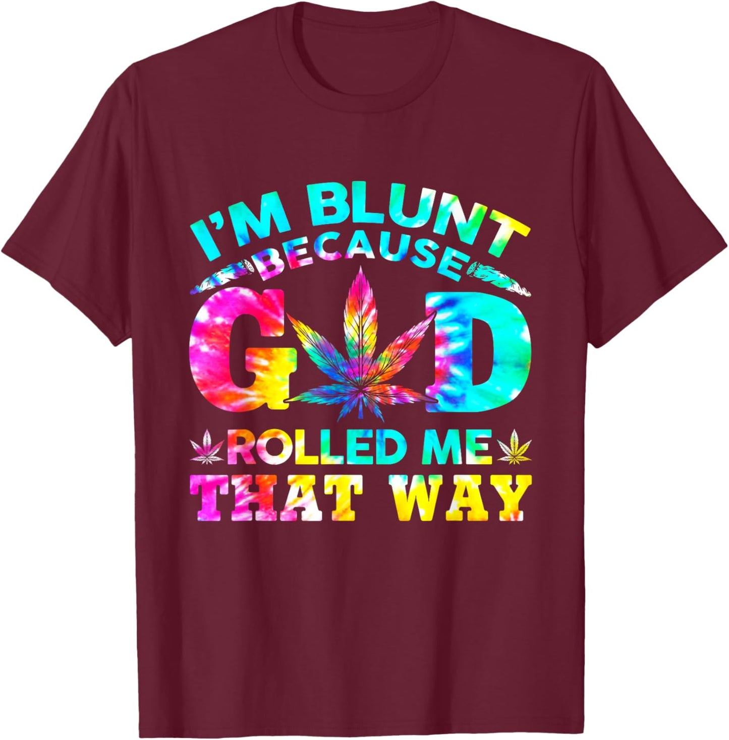 Weed Cannabis Marijuana Leaf Tie Dye Graphic 420 Stoner T-Shirt - T-Shirt | Maroon