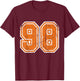 Sports Legendz -Adult Vintage Number #98 Orange Varsity Number T-Shirt - T-Shirt | Maroon