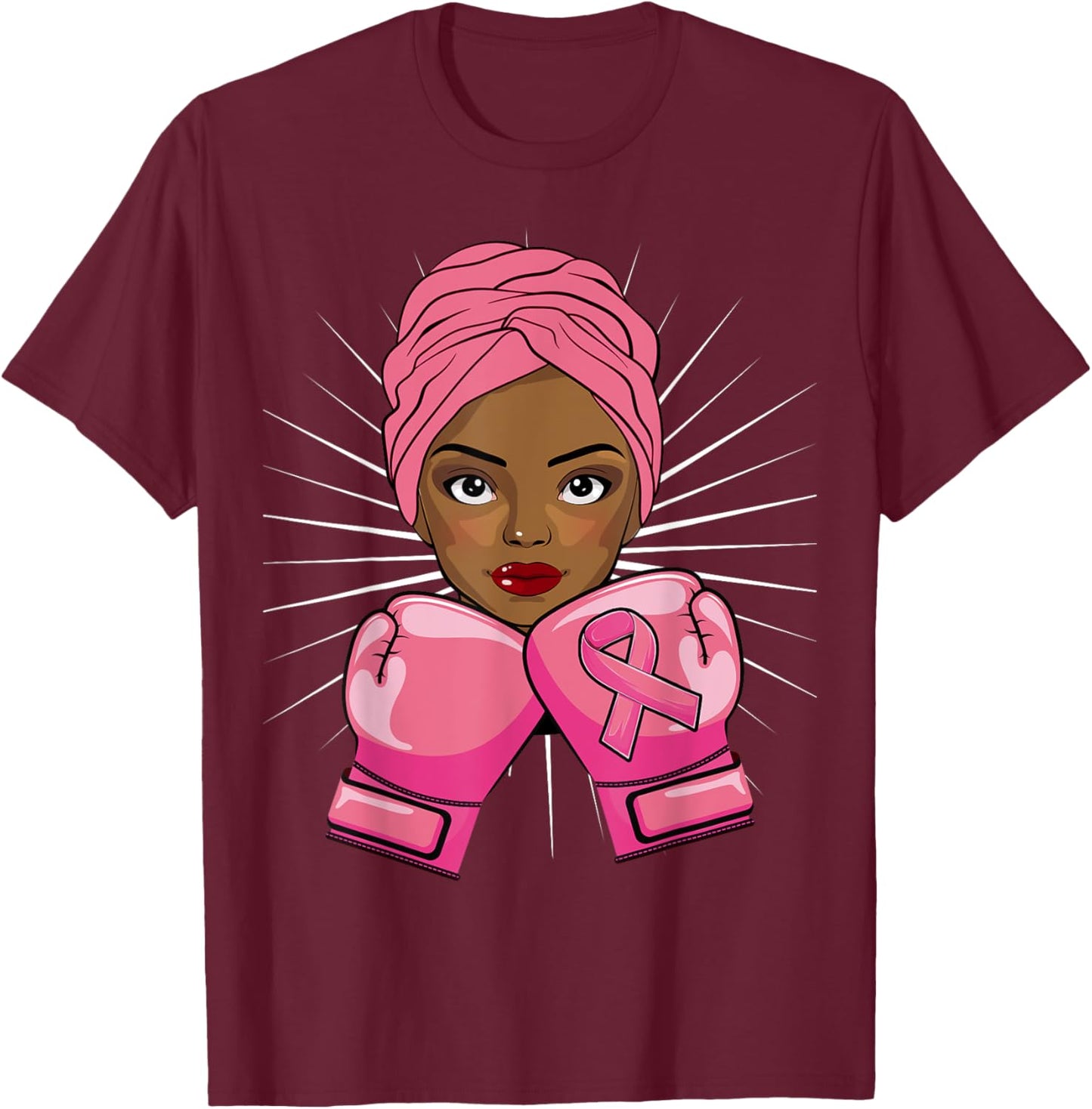 Black African American Woman Fight Breast Cancer T-Shirt - T-Shirt | Maroon