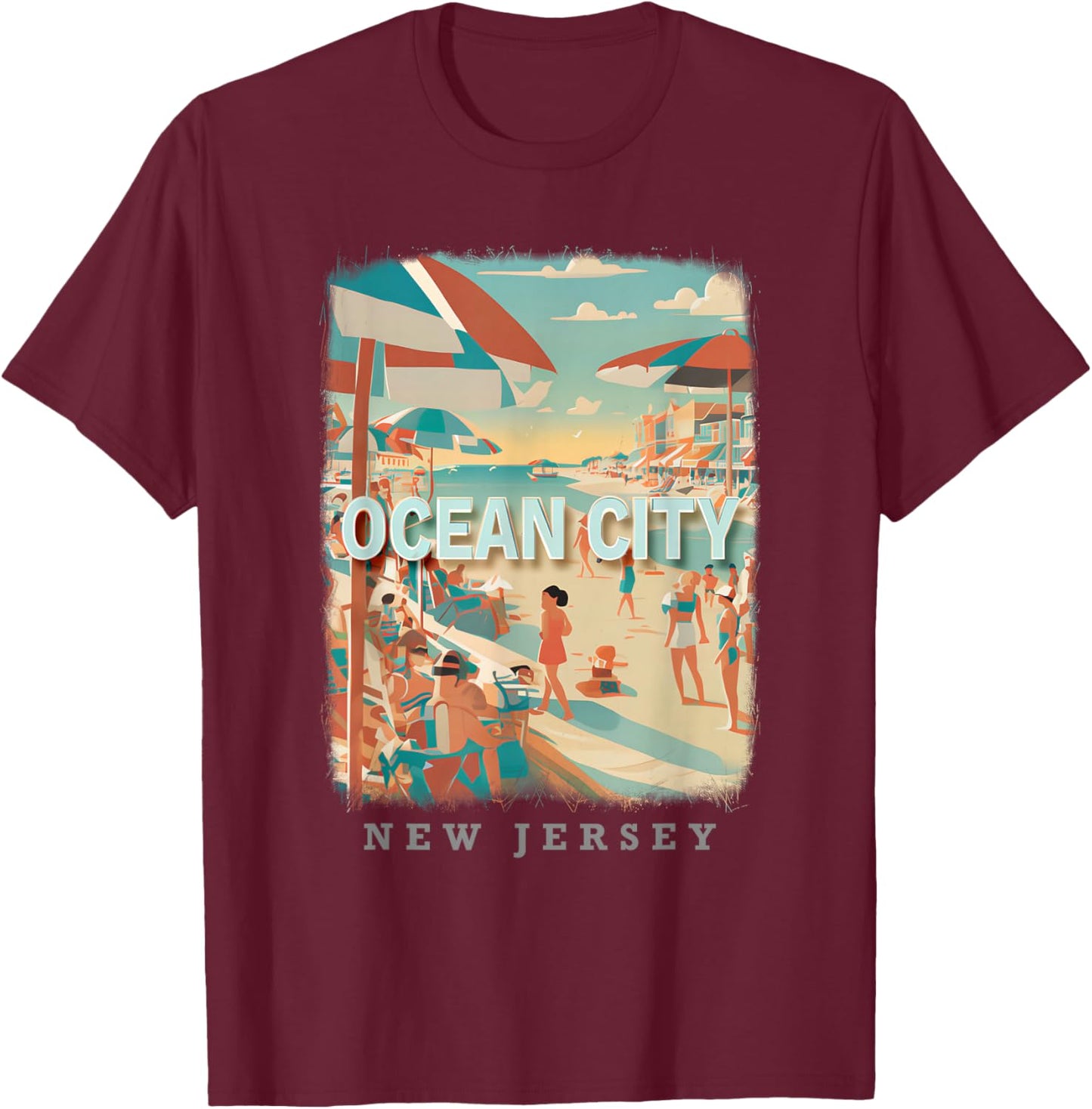 Ocean City New Jersey NJ Boardwalk Bliss SD105 T-Shirt - T-Shirt | Maroon
