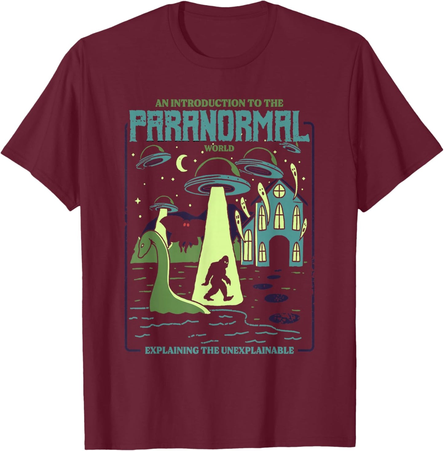 Cryptids Shirt UFO Alien Bigfoot Mothman Loch Ness Monster T-Shirt - T-Shirt | Maroon