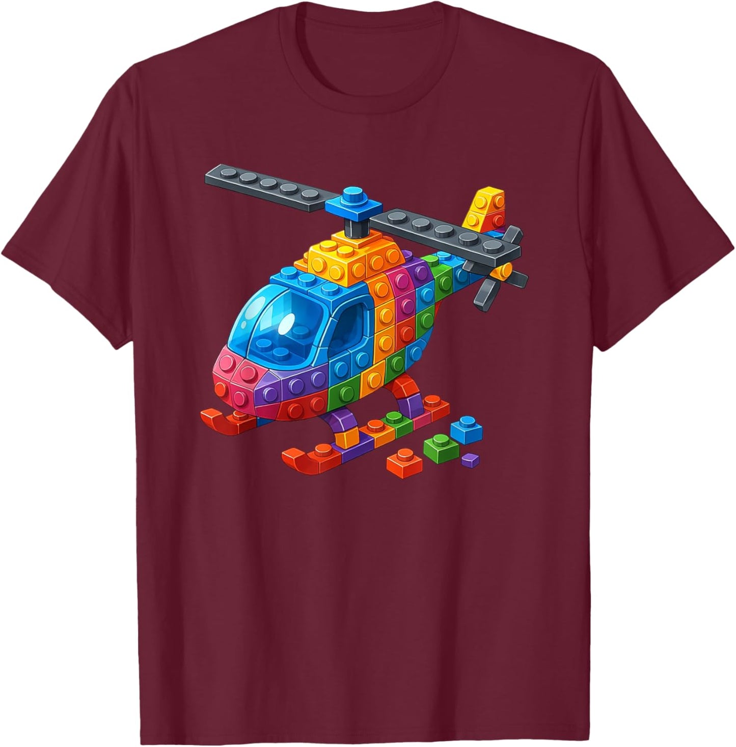 Master Builder Hélicoptère Blocs de construction Jouets pour garçons T-Shirt - T-Shirt | Maroon
