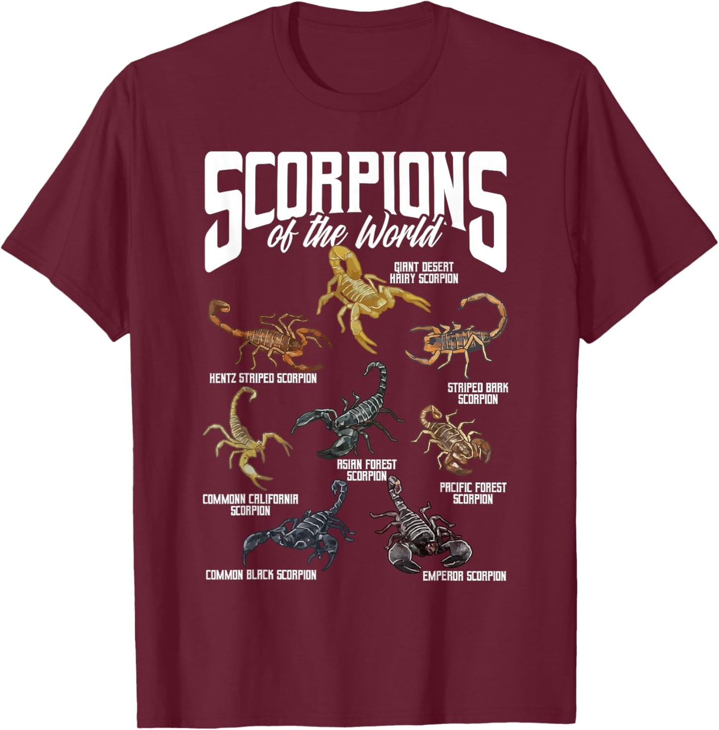 Scorpions Animals of the World Arachnology Animal Lover T-Shirt - T-Shirt | Maroon