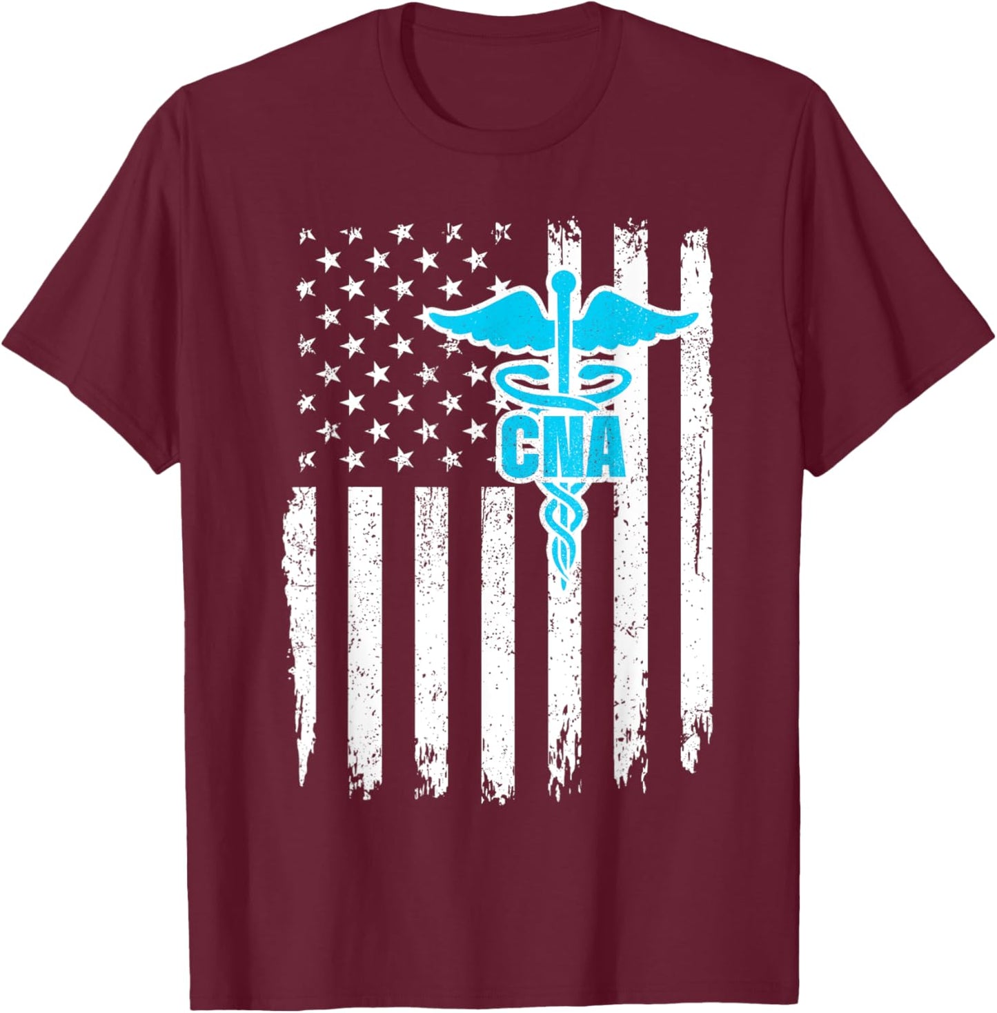 CNA USA Flag Certified Nursing Assistant Men T-Shirt - T-Shirt | Maroon
