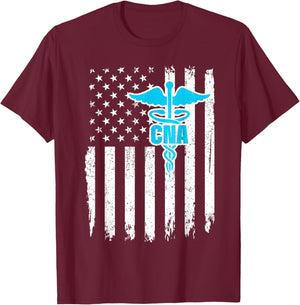 CNA USA Flag Certified Nursing Assistant Men T-Shirt - T-Shirt | Maroon