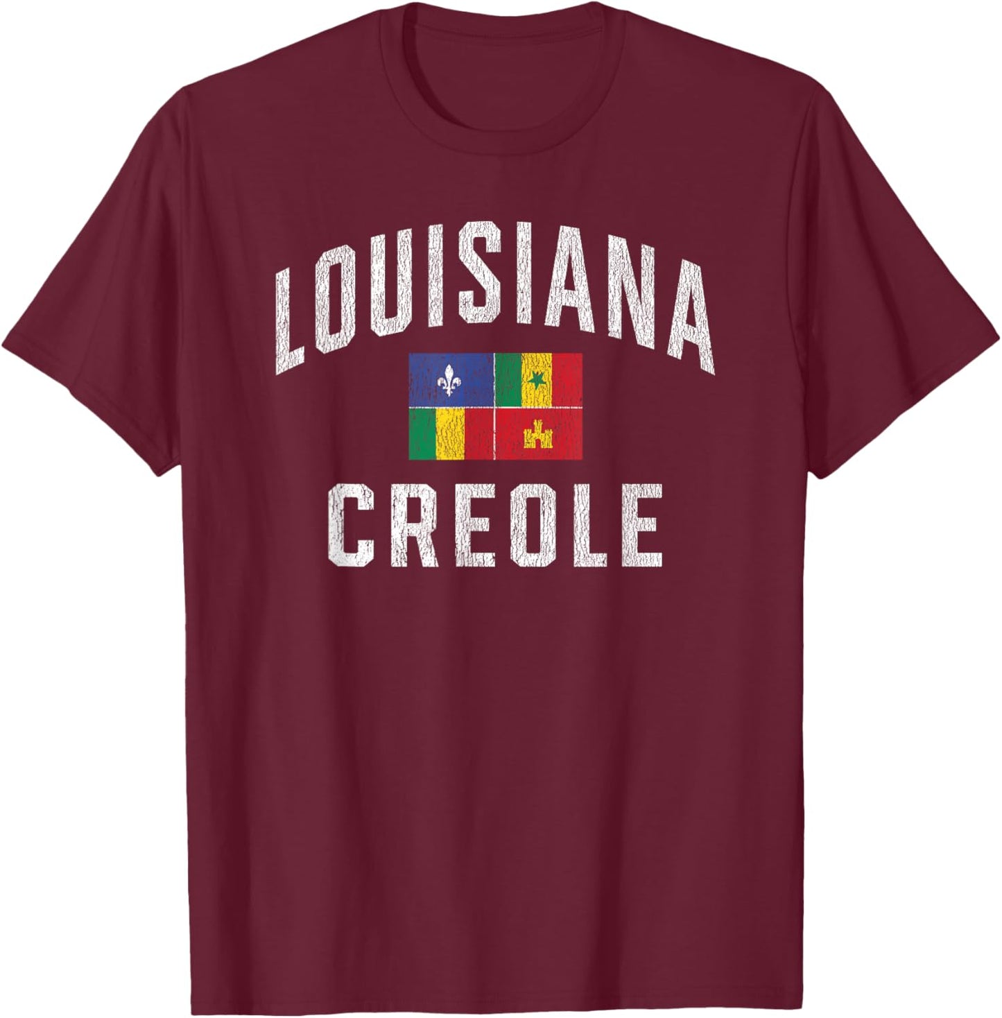 Louisiana Creole Flag Vintage T-Shirt - T-Shirt | Maroon