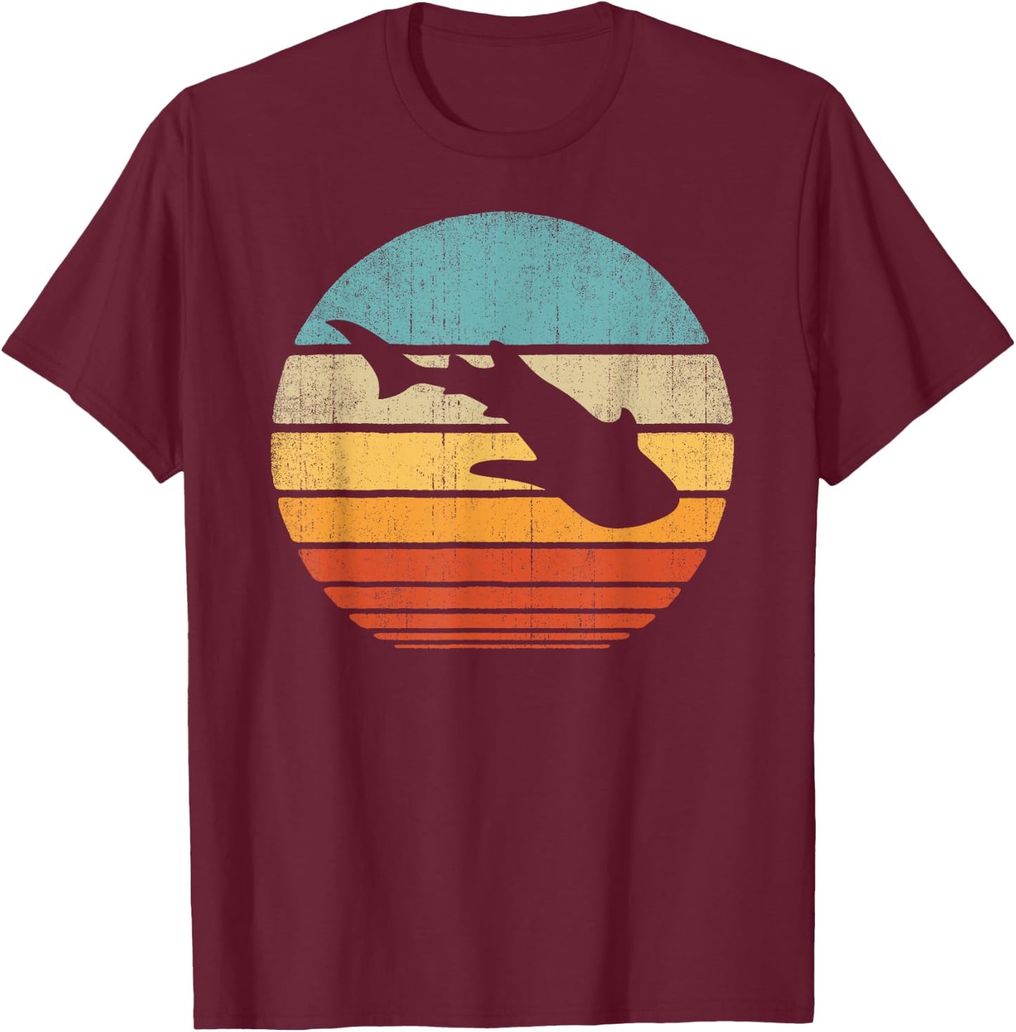 Whale Shark Retro Vintage 60s 70s Sunset Sea Animal Lovers T-Shirt - T-Shirt | Maroon