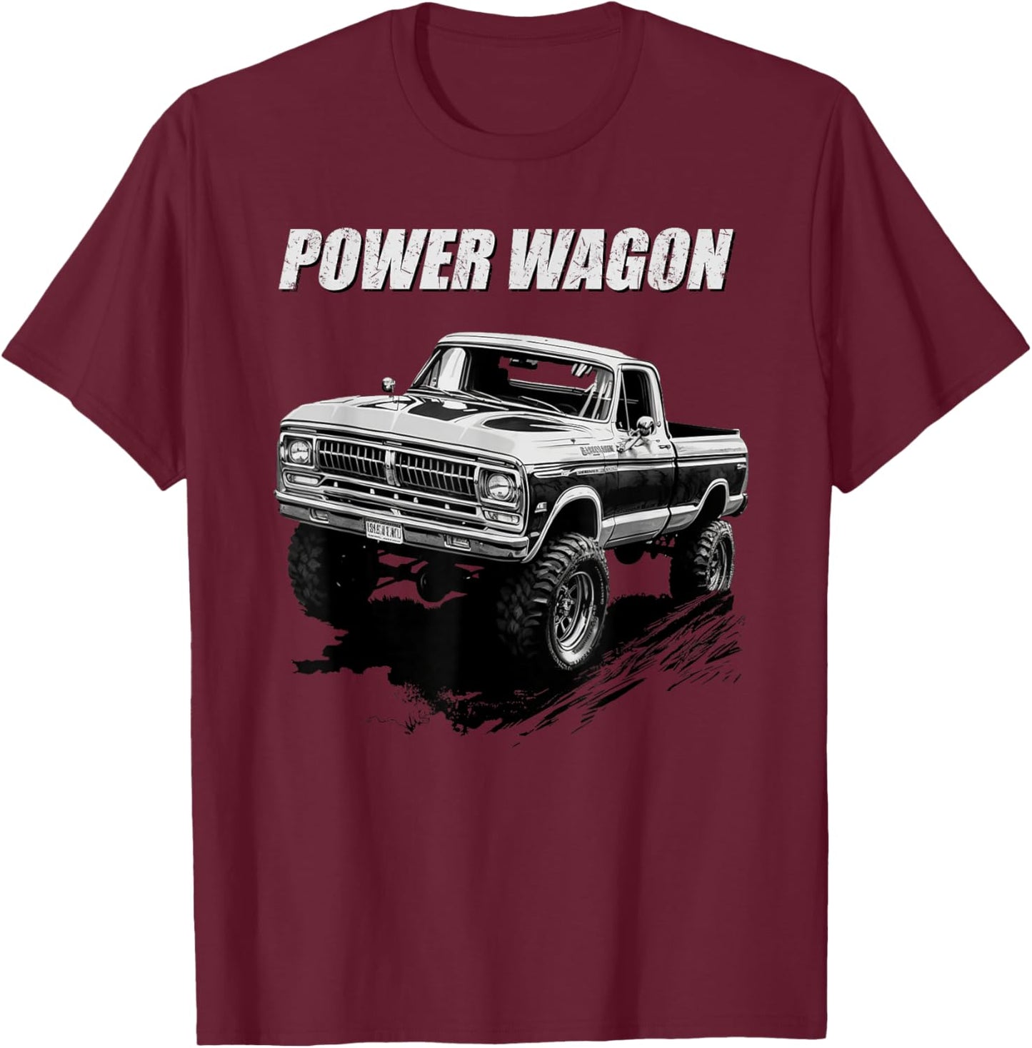 Power Wagon Pickup Truck Graphic T-Shirt - T-Shirt | Maroon