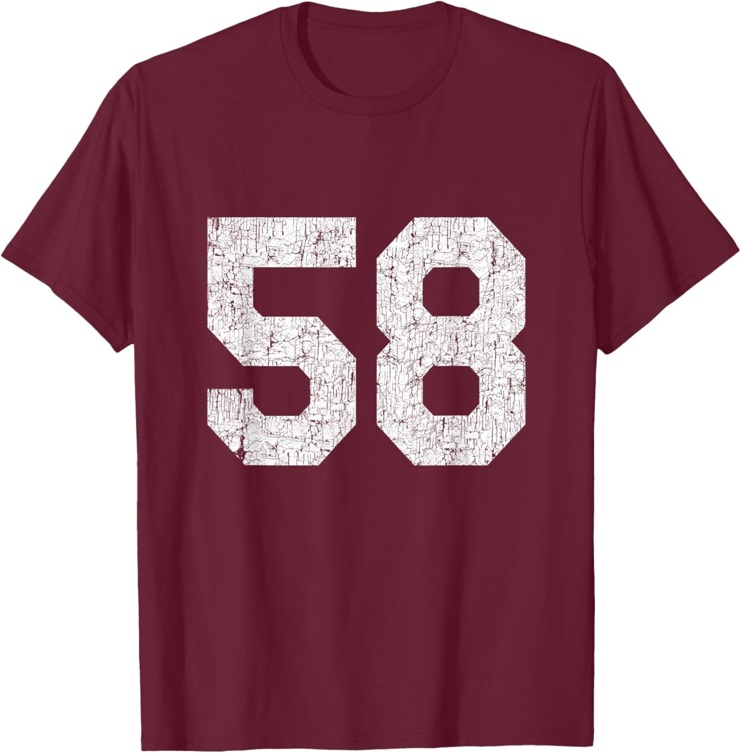 #58 Jersey Uniform Varsity Sports Number, 58th Birthday T-Shirt - T-Shirt | Maroon