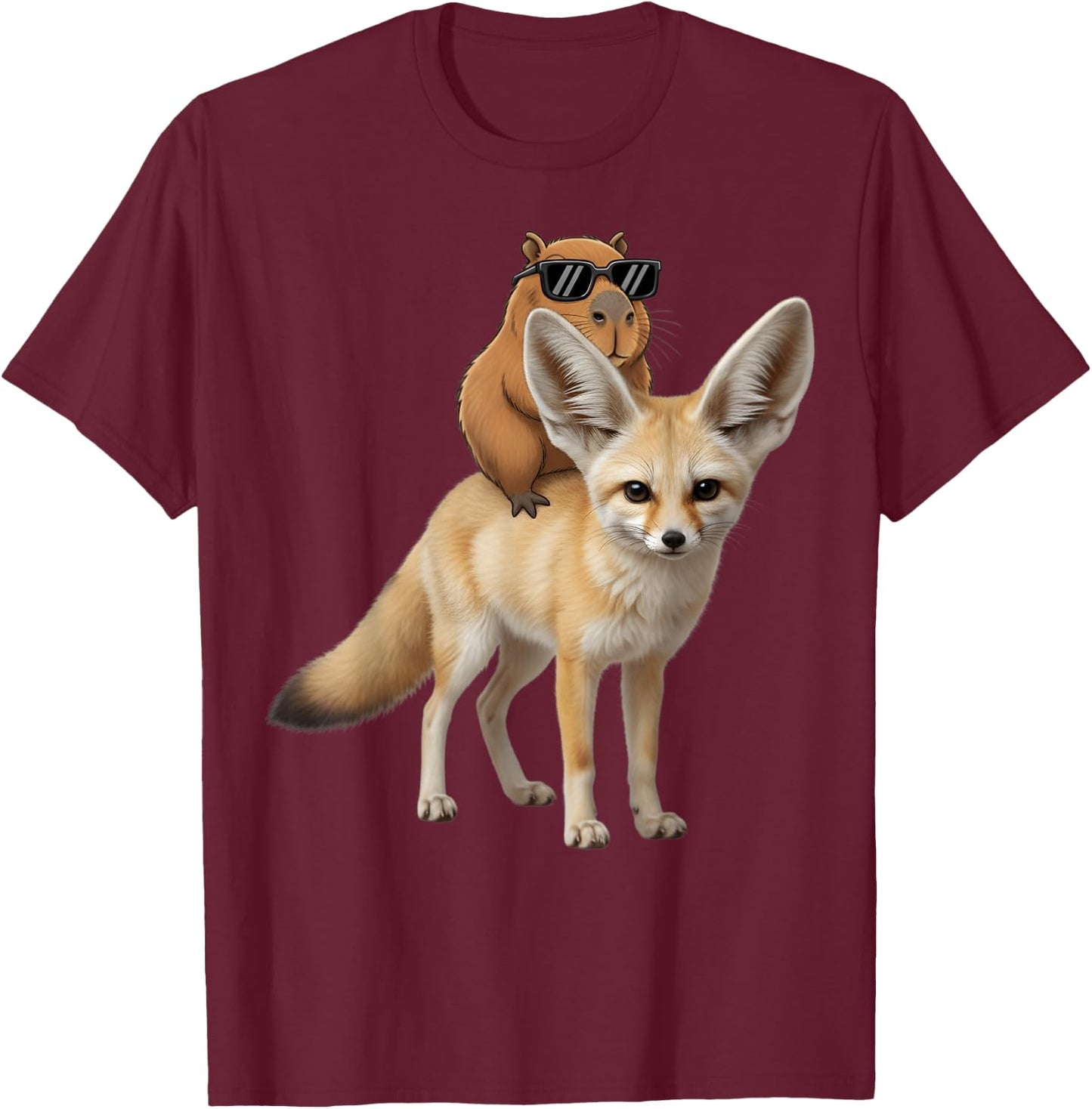 Capybara Fox Lover Funny Graphic Boys Girls Kids T-Shirt - T-Shirt | Maroon