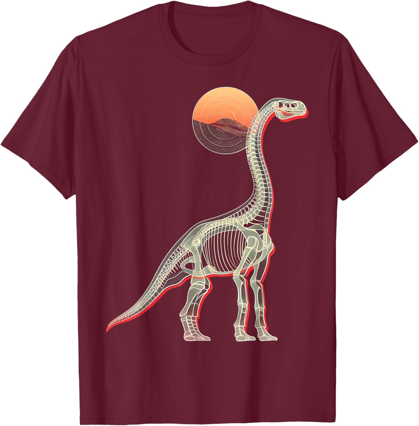 Iguanodon Dinosaur Motif Skeleton Art Iguanodon T-Shirt - T-Shirt | Maroon