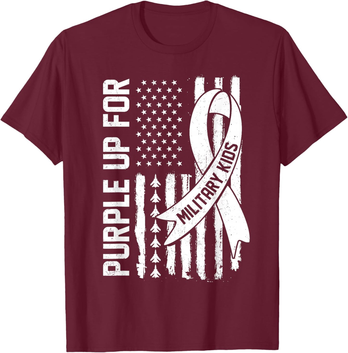 Purple Up For Military Kids Military Child Month Boys Girls T-Shirt - T-Shirt | Maroon