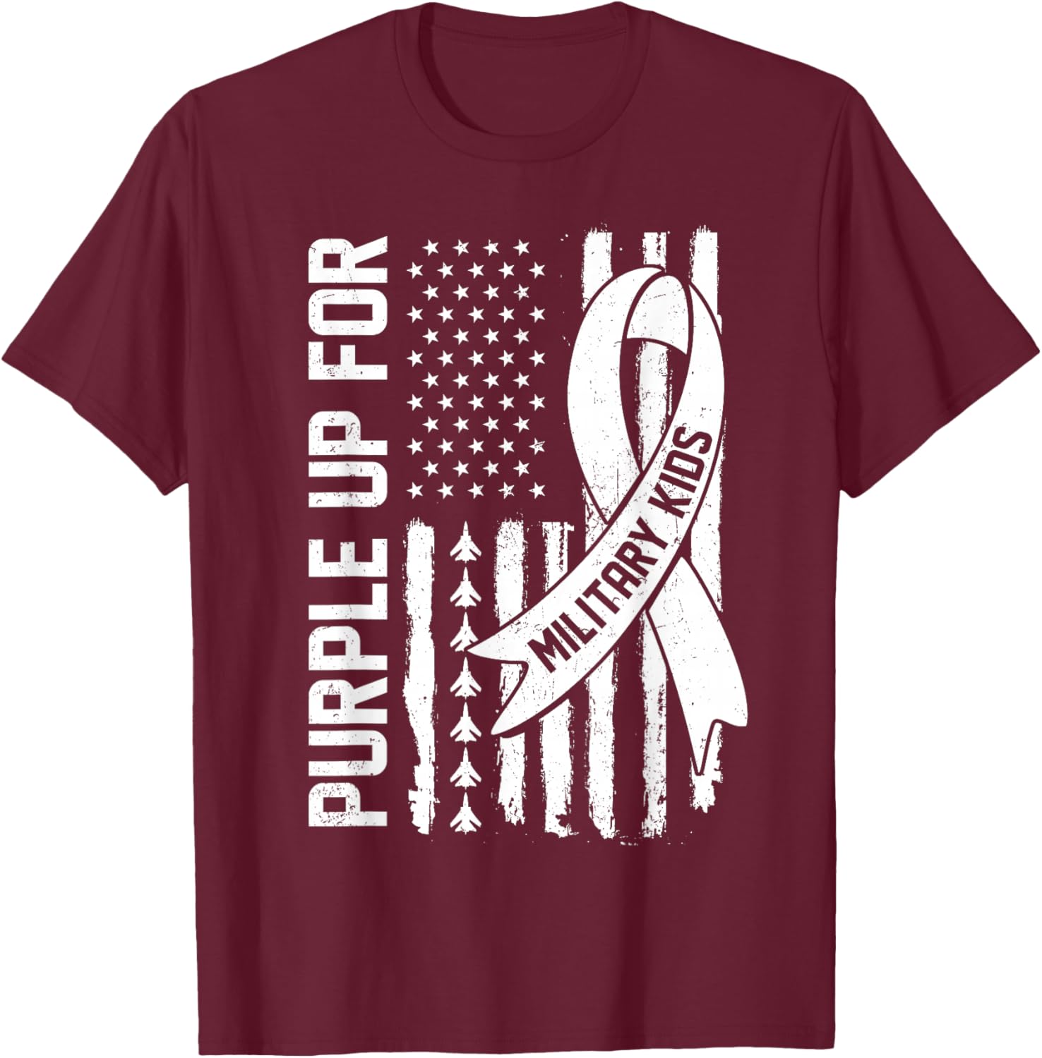 Purple Up For Military Kids Military Child Month Boys Girls T-Shirt - T-Shirt | Maroon