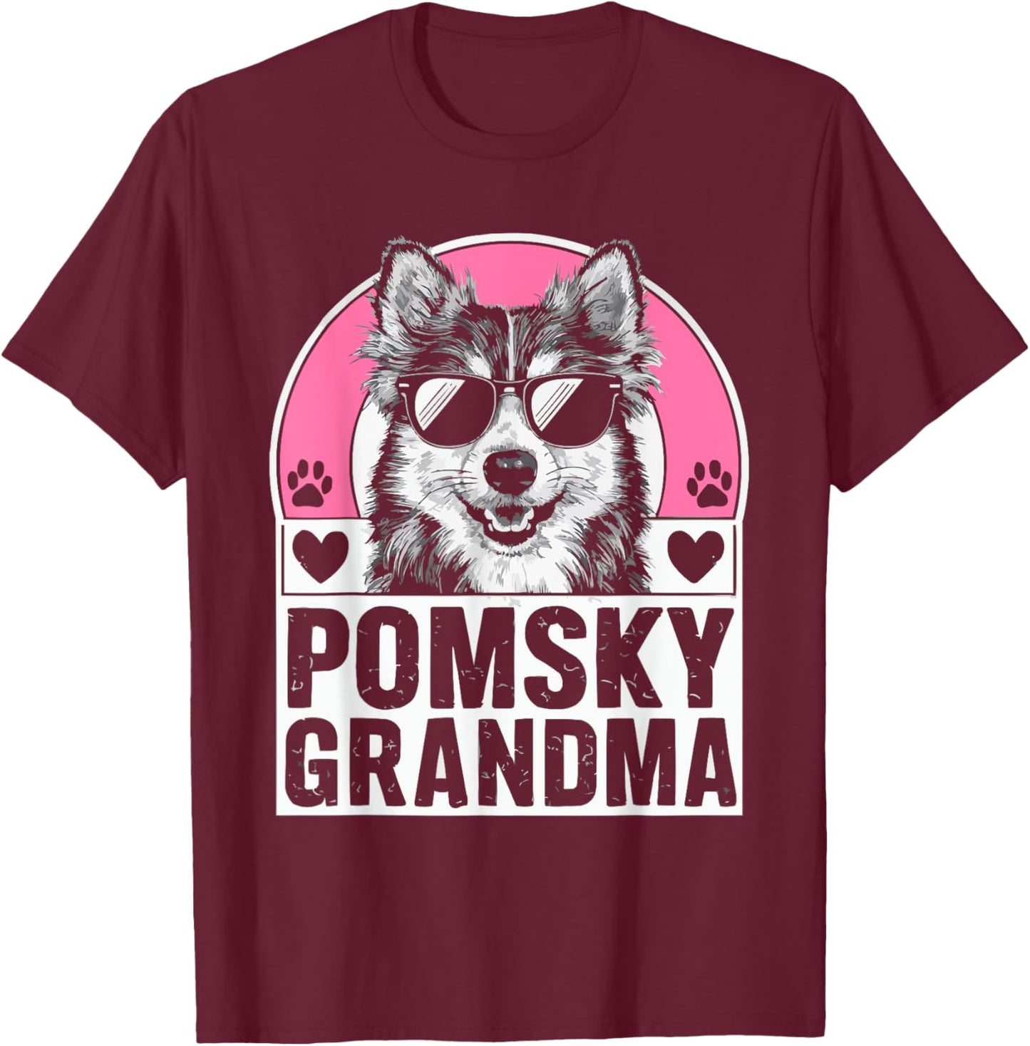 Pomsky Owner Dog Lover Puppy Pomeranian Siberian Husky T-Shirt - T-Shirt | Maroon