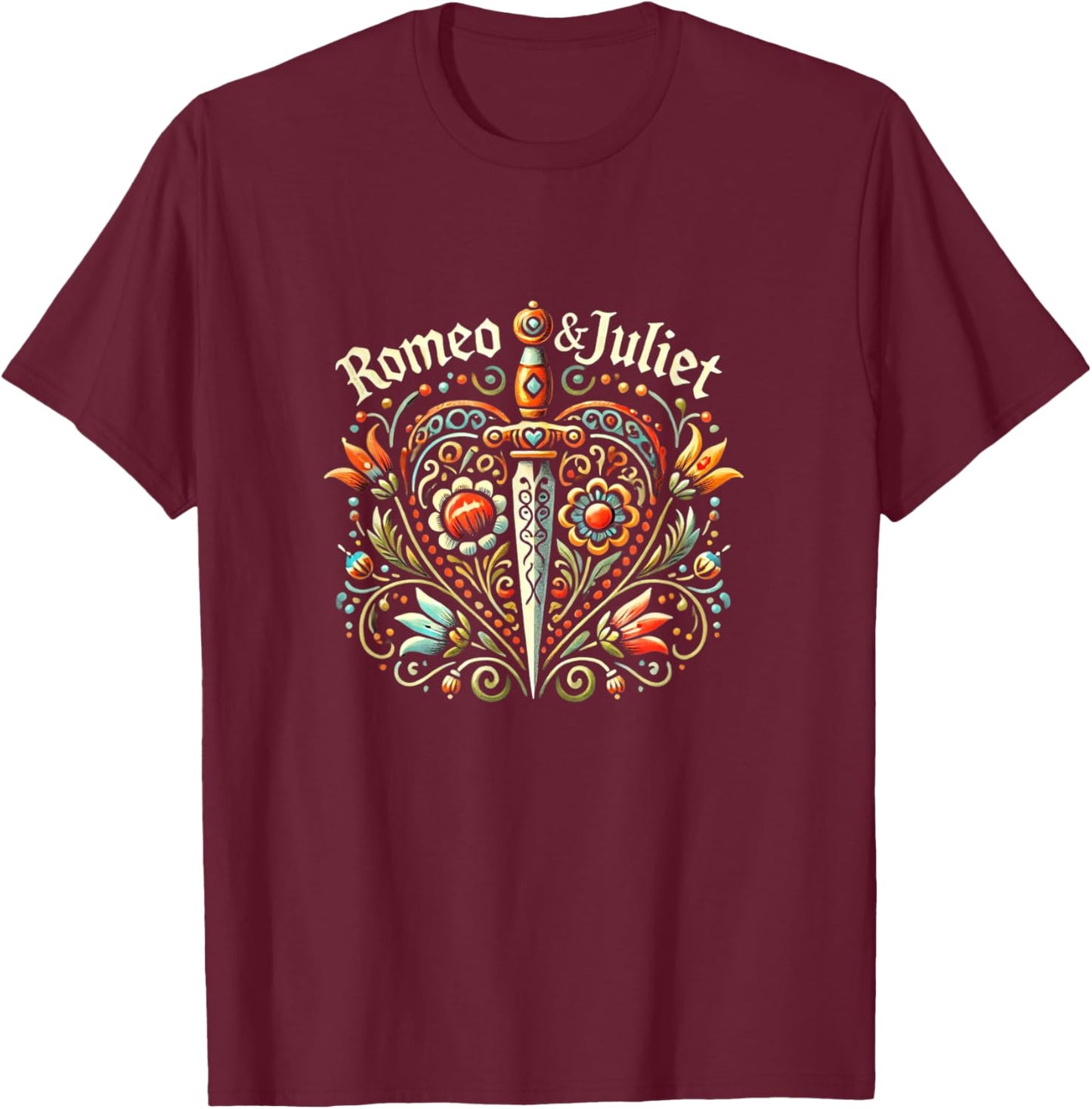 Stage Notes Romeo & Juliet Love Heart Theatre Musicals T-Shirt - T-Shirt | Maroon