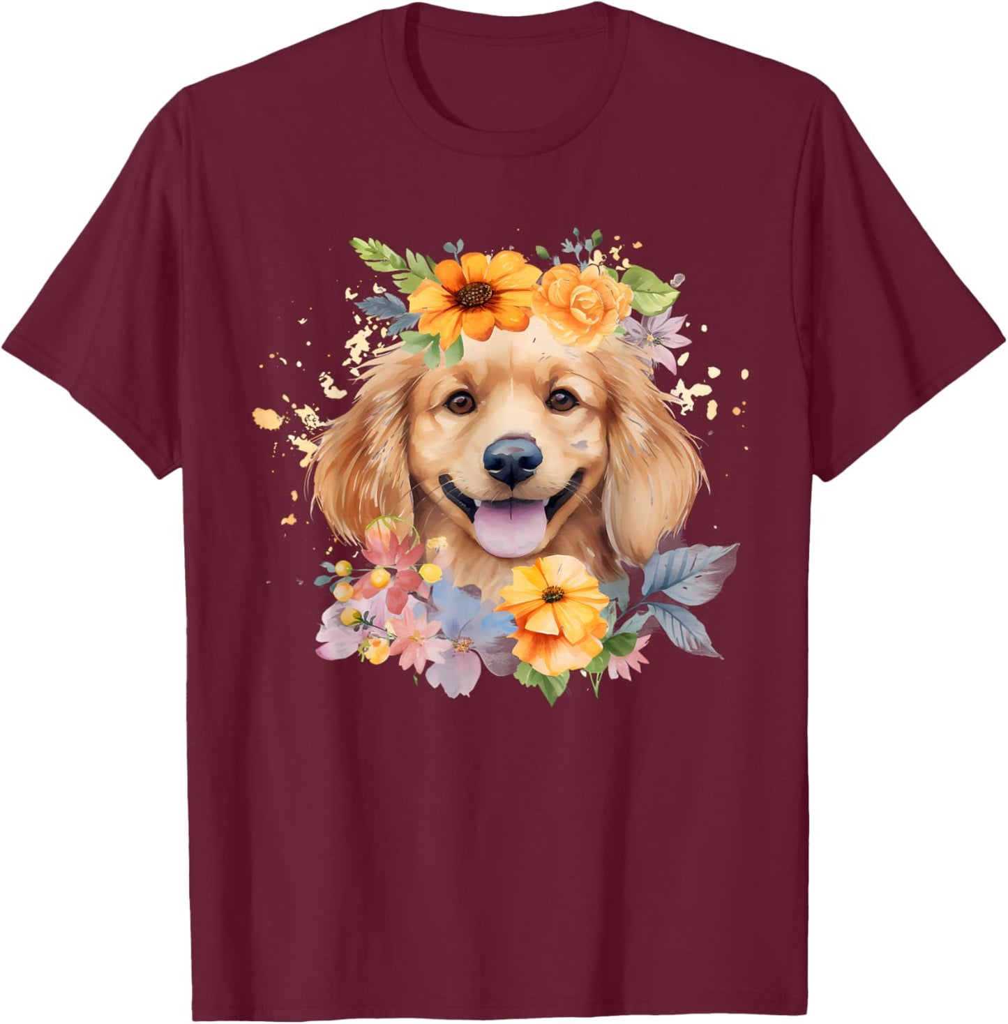 Watercolor English Cocker Spaniel Puppy T-Shirt - T-Shirt | Maroon