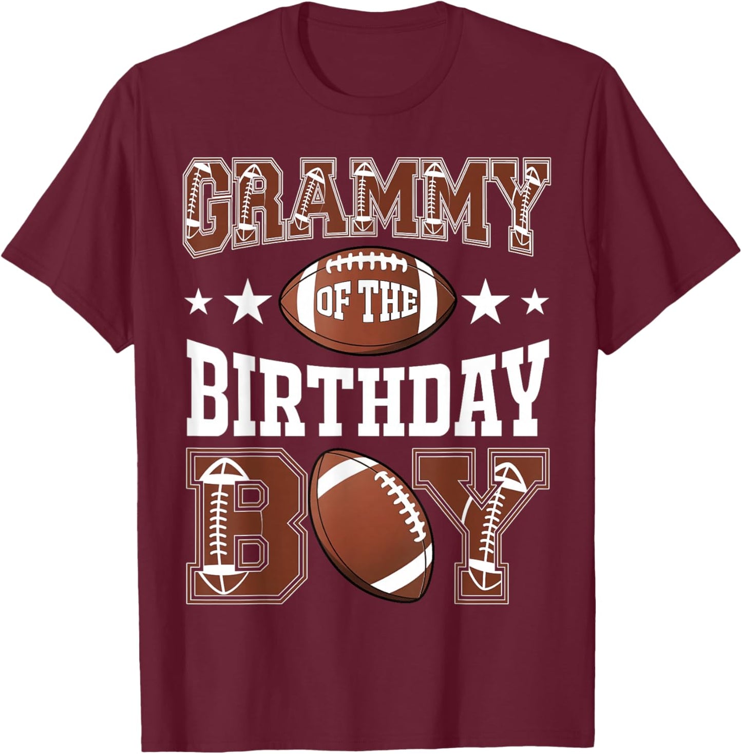 Grammy Of The Birthday Boy Football Game Day T-Shirt - T-Shirt | Maroon