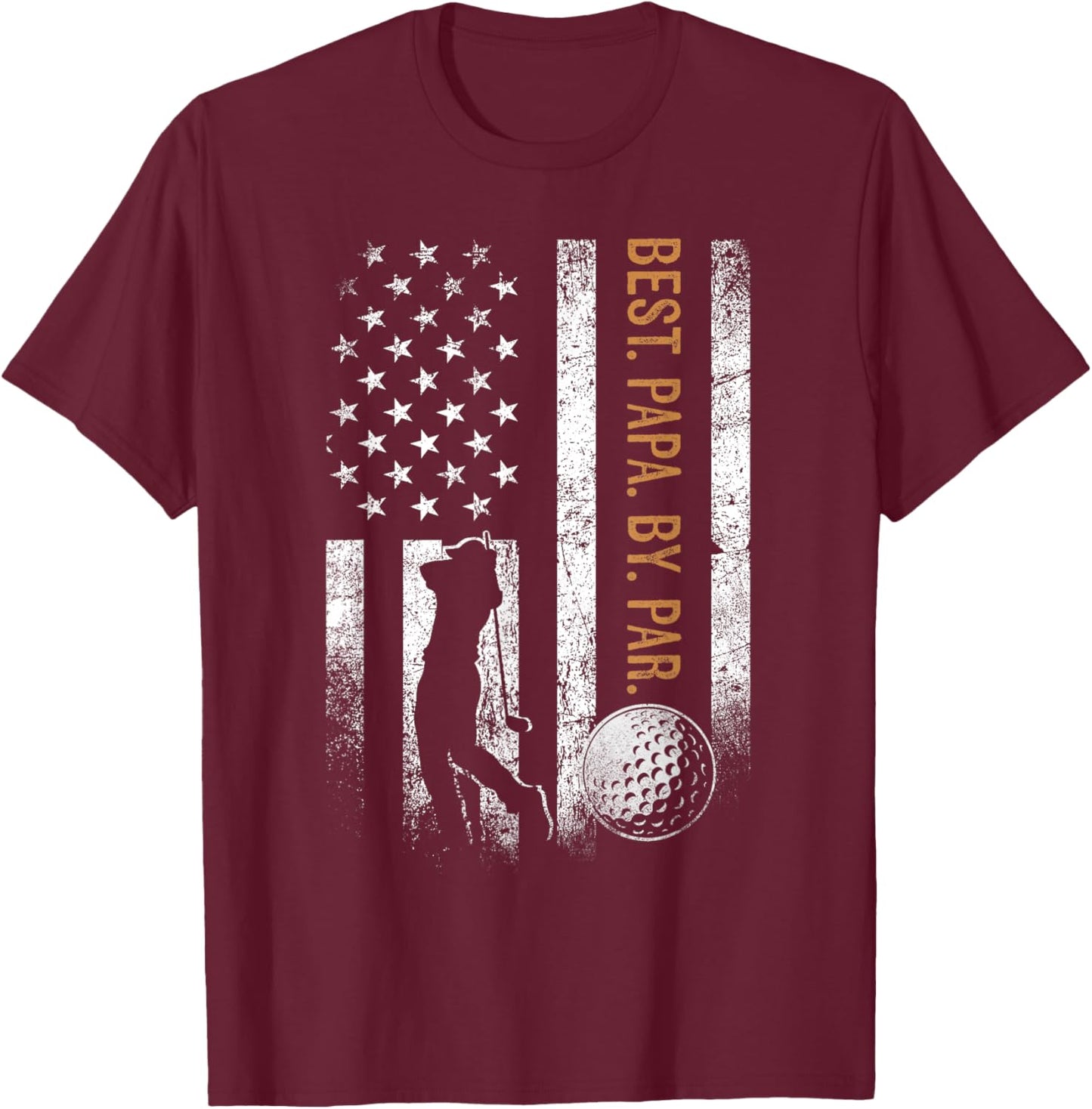Best Papa By Par Golfing Gifts Papa Father's Day Golf T-Shirt - T-Shirt | Maroon