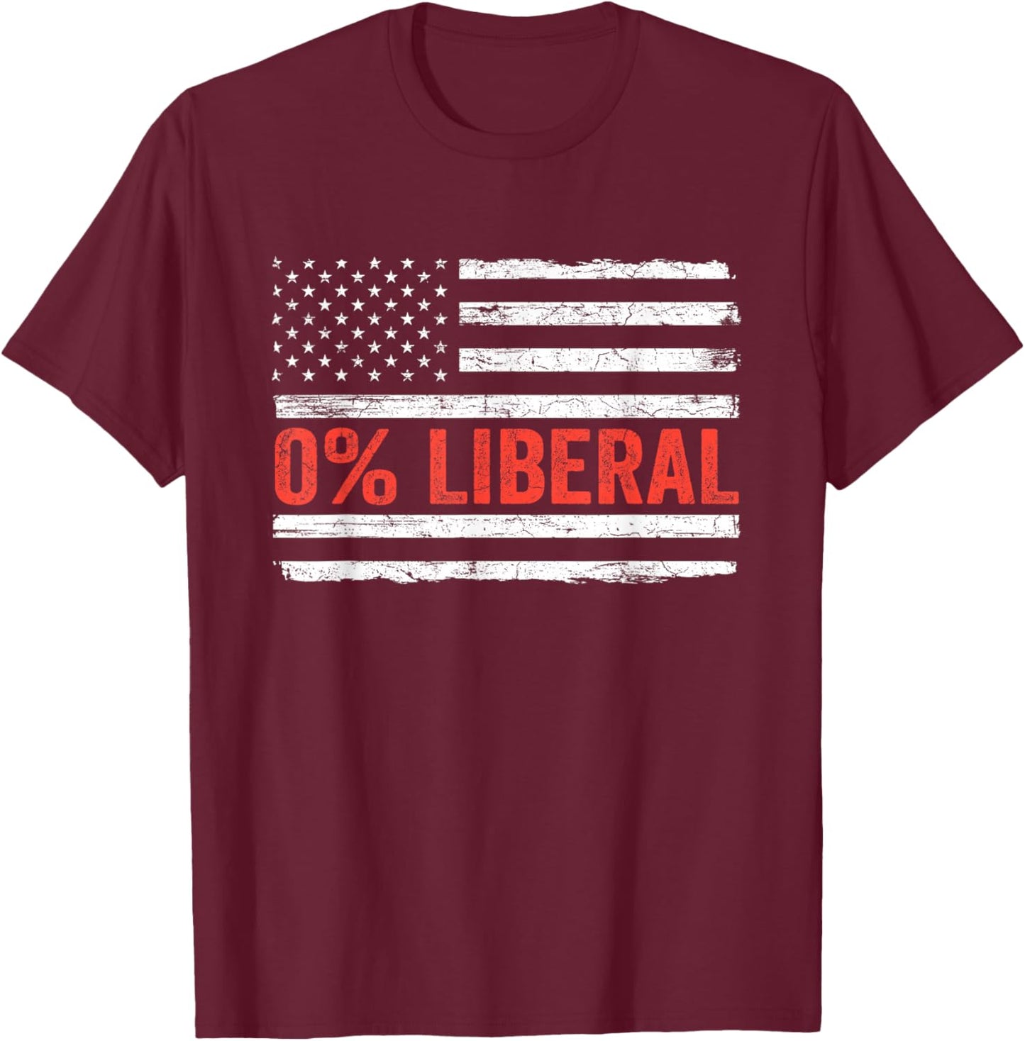 Zero Percent 0% Liberal Vintage USA Flag Pro Conservative T-Shirt - T-Shirt | Maroon