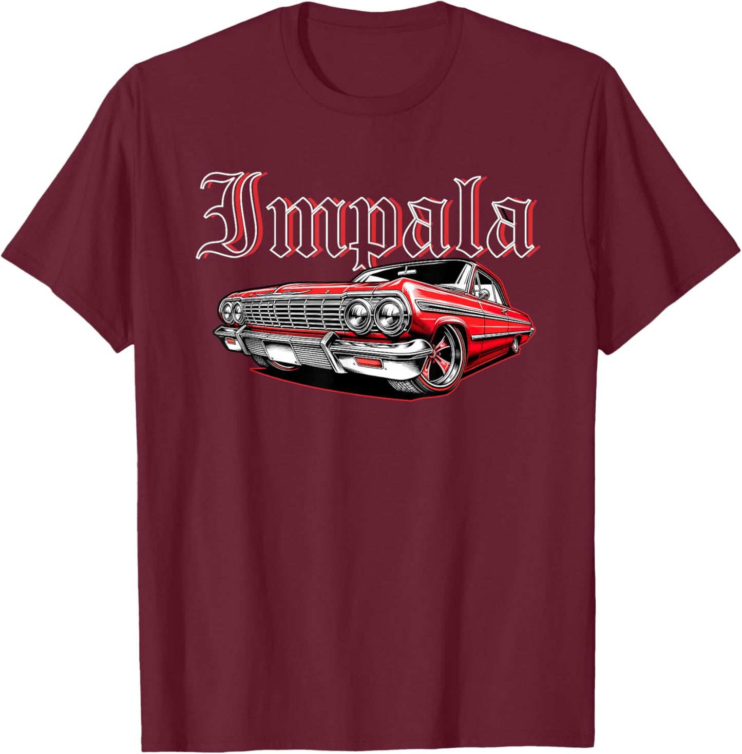 Old School Impala Muscle Car Hot Rod Vintage Classic Car T-Shirt - T-Shirt | Maroon