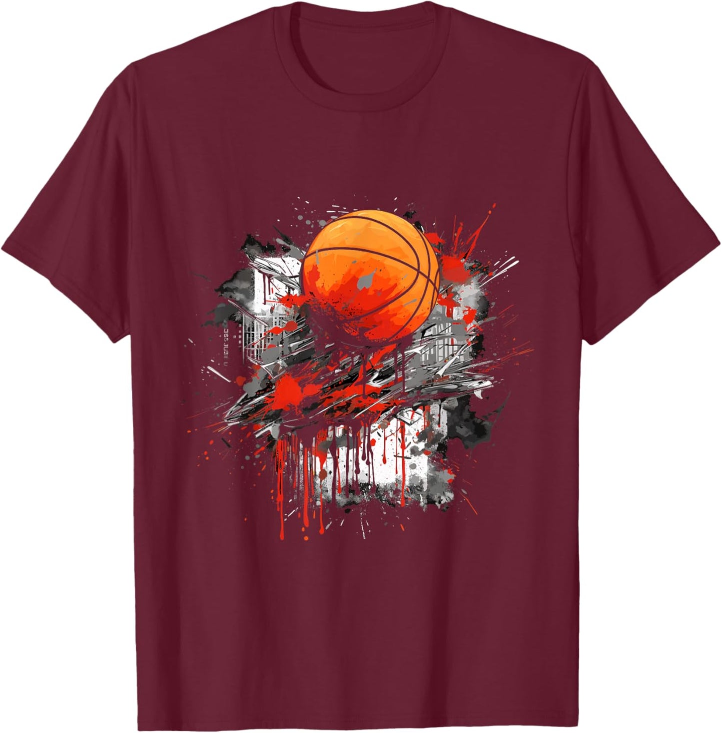 Graffiti Basketball Graphic Street Art Wall Art Jersey Cool T-Shirt - T-Shirt | Maroon