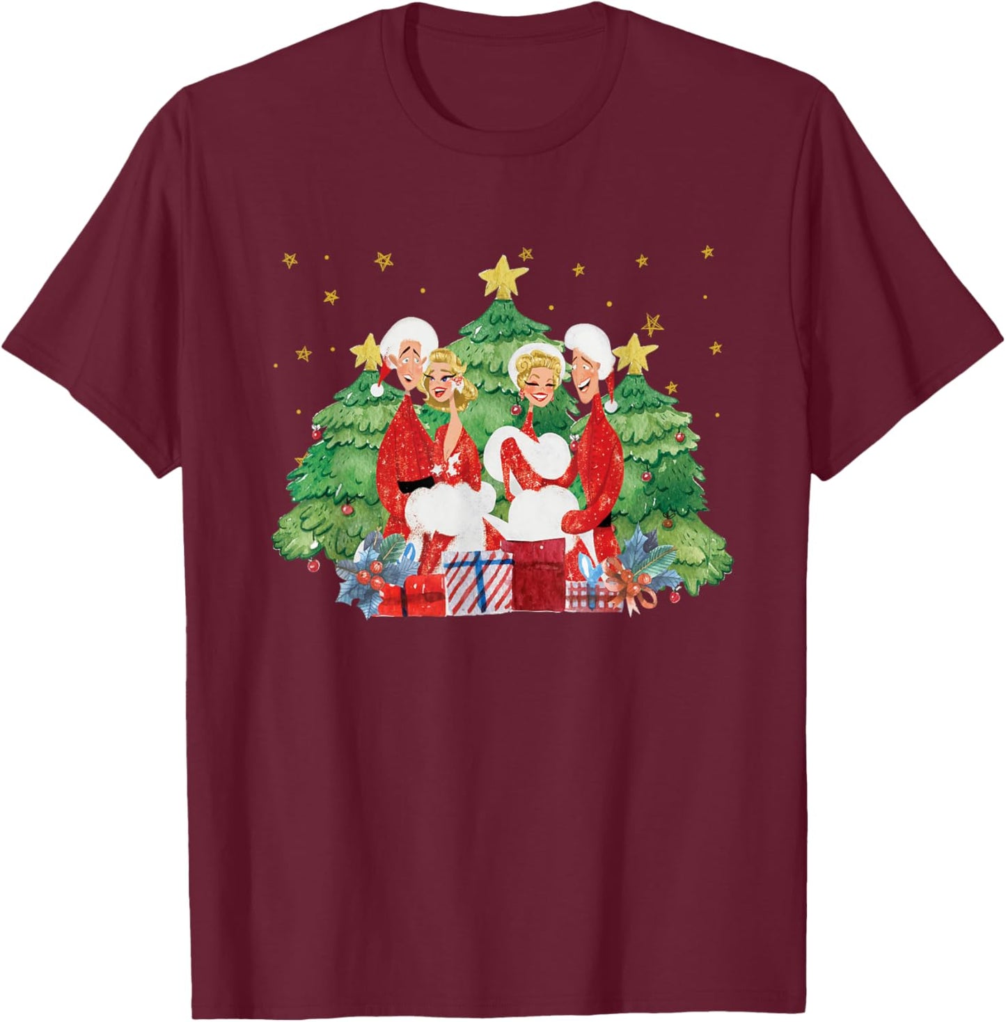 Vintage Retro Christmas Holiday White Movie 1954 80s Song T-Shirt - T-Shirt | Maroon