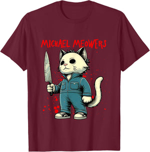 Funny Cat Horror Movies Cute Halloween for Cat Kitty Lovers T-Shirt - T-Shirt | Maroon
