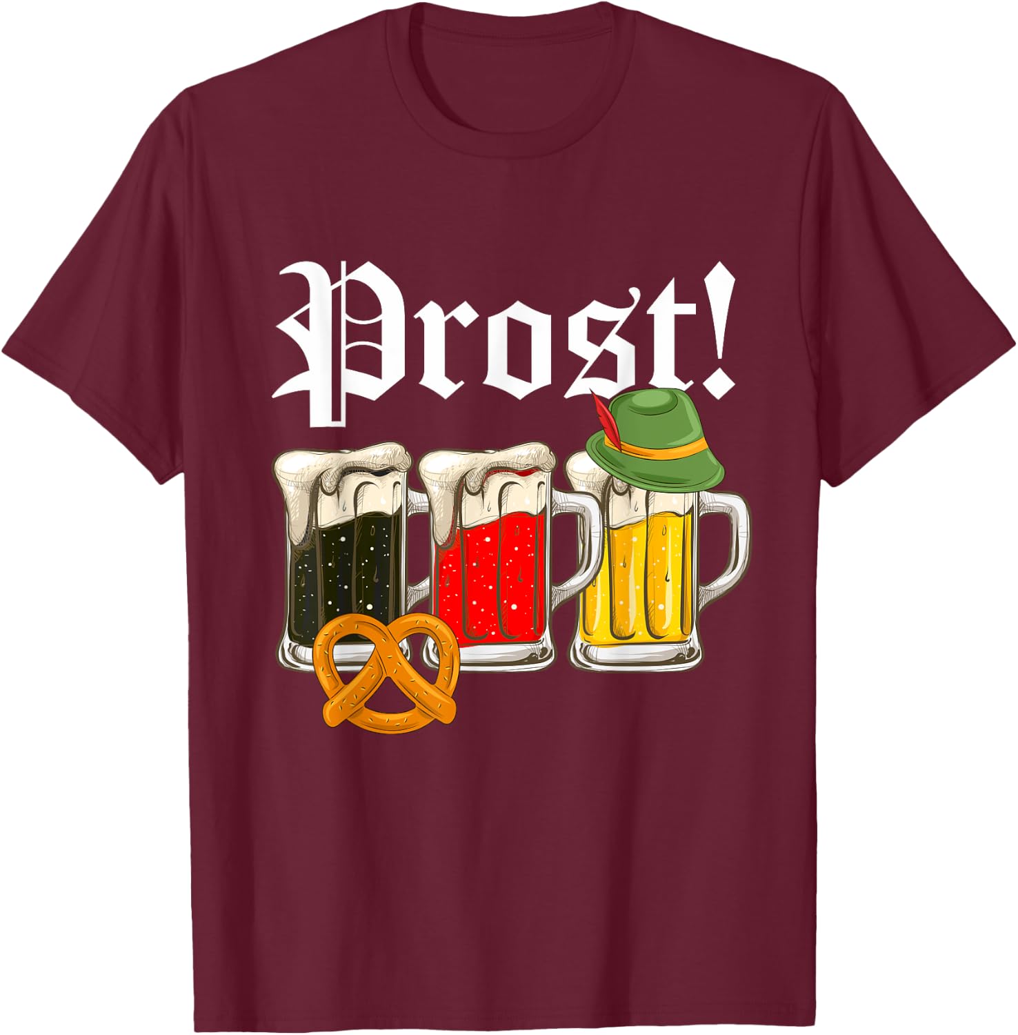 Cheers Beer Pretzel Lover Oktoberfest Festival 2019 Drinking T-Shirt - T-Shirt | Maroon