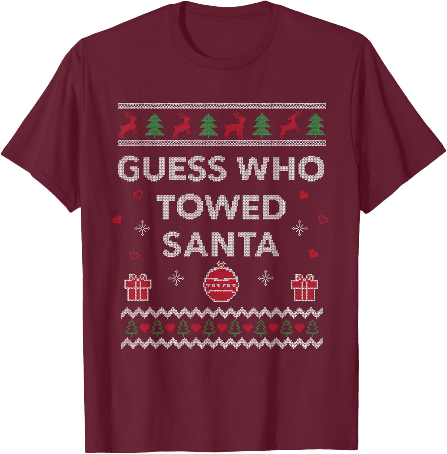 Tow Truck Driver Christmas Funny Xmas Design T-Shirt - T-Shirt | Maroon
